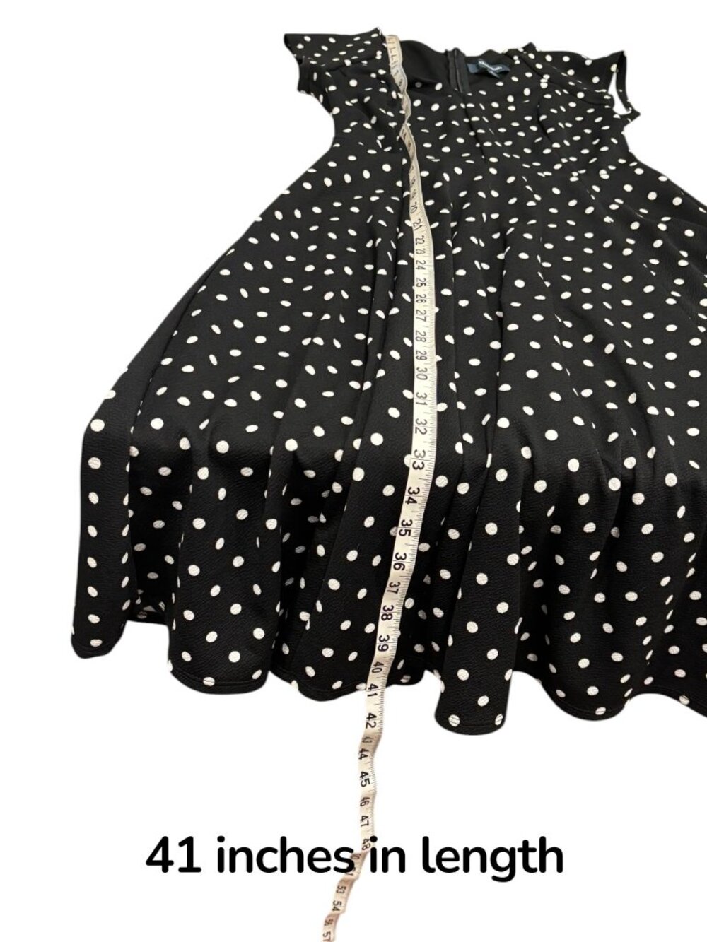 ModCloth Polka Dot Dress M Black White Fit Flare Retro Midi USA - Picture 8 of 9